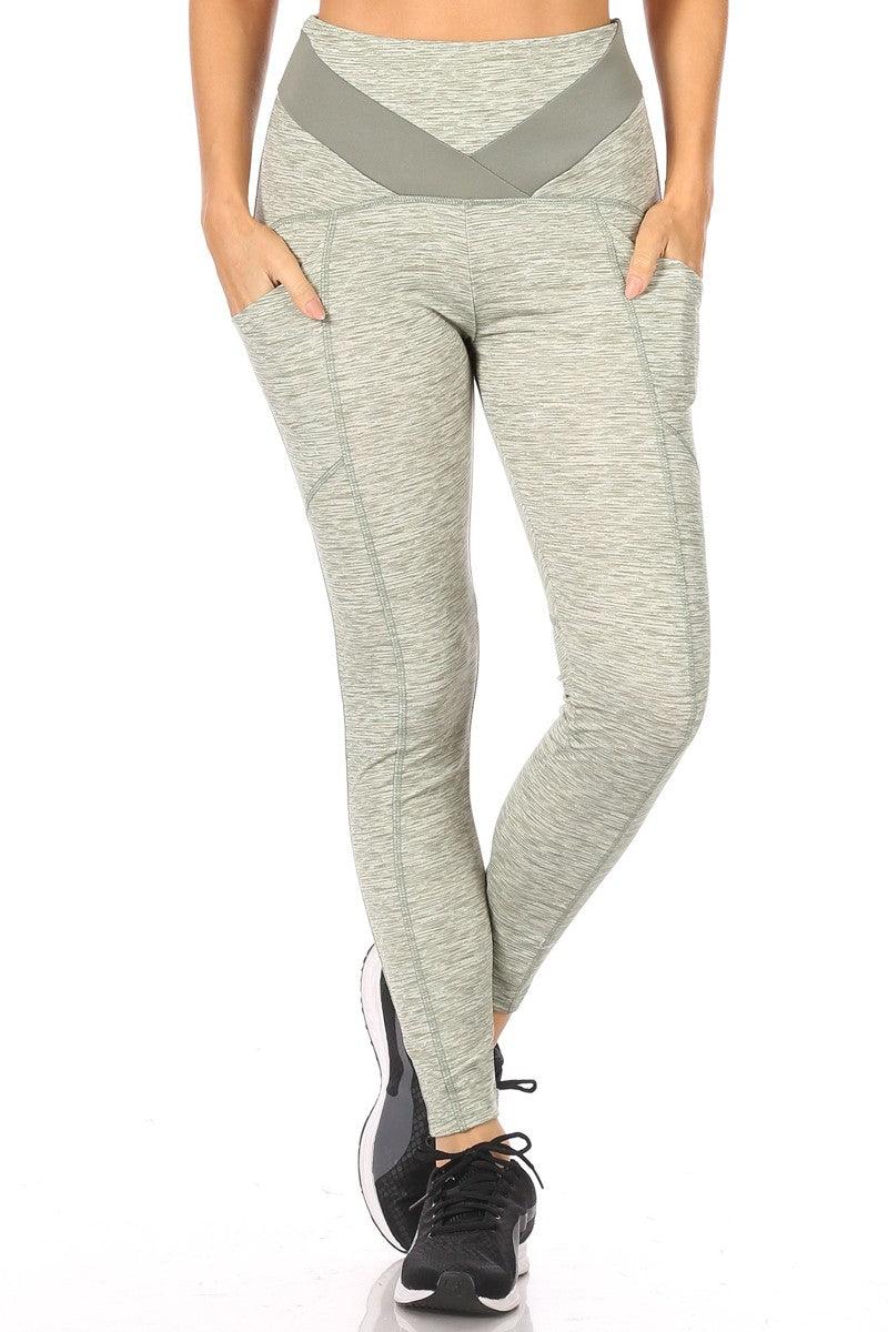 Tummy Control Butt Sculpting Sport Leggings With Pockets - Camel