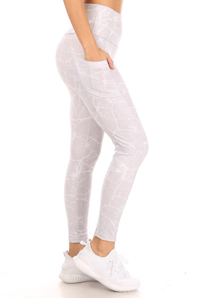 Tummy Control Butt Sculpting Sport Leggings With Pockets - Grey & White  Marble – SHOSHO Fashion