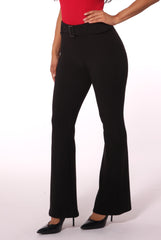 High Waist Scupting Flare Pants With Belt Buckle Detail - Black
