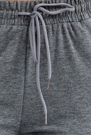 French Terry Drawstring Waist Straight Leg Sweatpants - Heather Charcoal