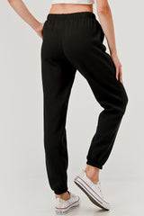 Soft Fur Lined Jogger Sweatpants - Black