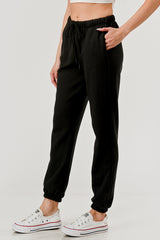 Soft Fur Lined Jogger Sweatpants - Black