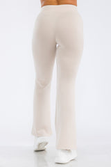 Buttery Soft Drawstring Waist Flare Pants - Almond Milk