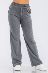 French Terry Drawstring Waist Straight Leg Sweatpants - Heather Charcoal