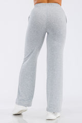 French Terry Drawstring Waist Straight Leg Sweatpants - Light Heather Gray