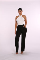 High Rise Smoothing Pull On Straight Leg Pants - Black