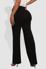 High Rise Smoothing Pull On Straight Leg Pants - Black