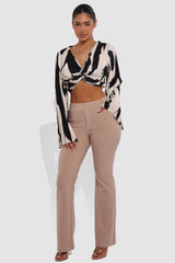 High Rise Pull On Sculpting Flare Pants - Desert Brown