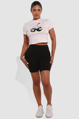 Tummy Control Biker Shorts With Side Pockets - Black