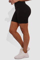 Tummy Control Biker Shorts With Side Pockets - Black