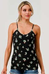 2-Pack Rib Knit Cami Tank Tops - Green, Black Cactus