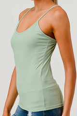 2-Pack Rib Knit Cami Tank Tops - Green, Black Cactus