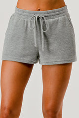 Soft Waffle Textured Drawstring Shorts - Gray