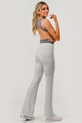 High Waist Buttery Soft Flare Pants - Light Heather Gray