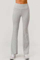 High Waist Buttery Soft Flare Pants - Light Heather Gray