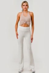 High Waist Buttery Soft Flare Pants - Heather Bone