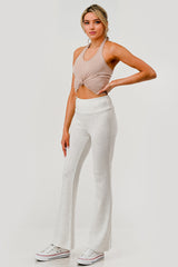 High Waist Buttery Soft Flare Pants - Heather Bone