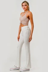 High Waist Buttery Soft Flare Pants - Heather Bone