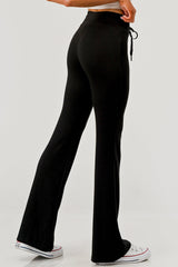 Buttery Soft Drawstring Waist Flare Pants - Black