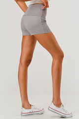 Pillowy Soft Fold Over Waist Shorts - Fossil Gray