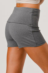 Pillowy Soft Fold Over Waist Shorts - Heather Gray