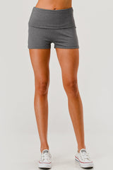 Pillowy Soft Fold Over Waist Shorts - Heather Gray