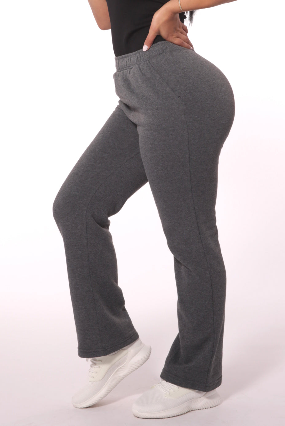 Fleece Lined Straight Leg Sweatpants - Dark Heather Grey - SHOSHO Fashion