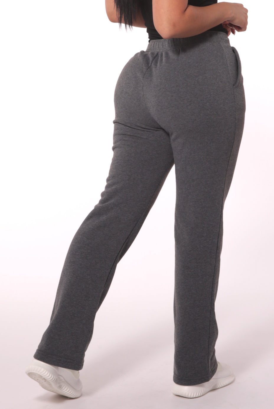 Fleece Lined Straight Leg Sweatpants - Dark Heather Grey - SHOSHO Fashion