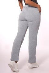 Fleece Lined Straight Leg Sweatpants - Light Gray - SHOSHO Fashion