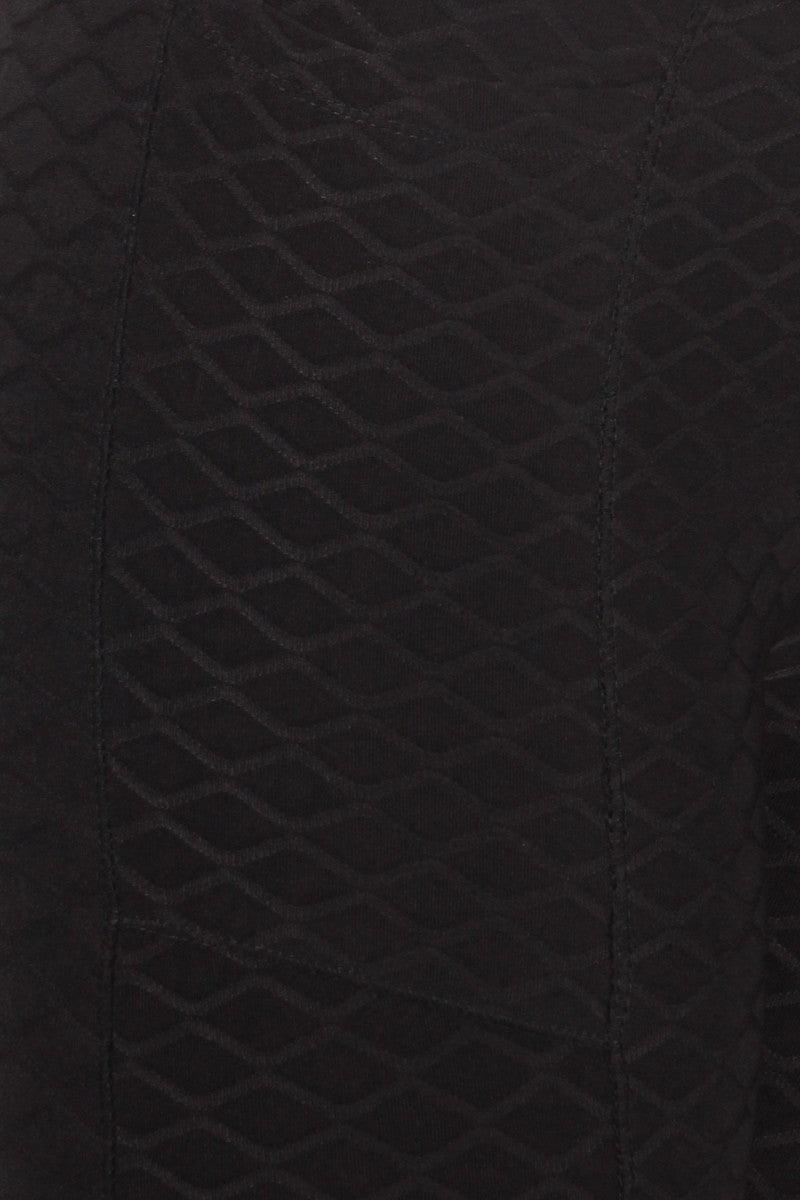High Waist Diamond Honeycomb Textured Butt Scrunch Sports Leggings With Pockets - Black - SHOSHO Fashion