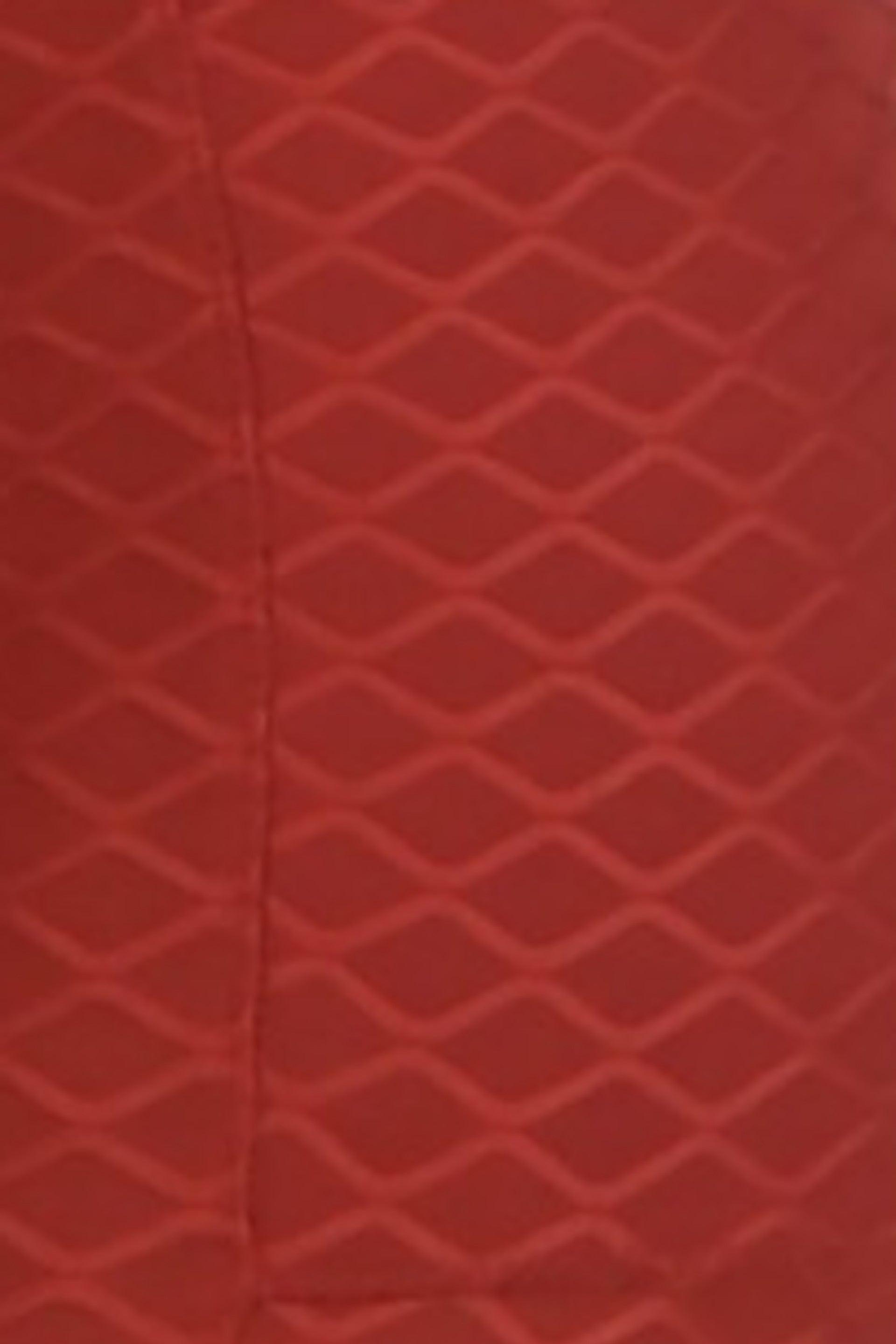High Waist Diamond Honeycomb Textured Butt Scrunch Sports Leggings With Pockets - Firebrick - SHOSHO Fashion