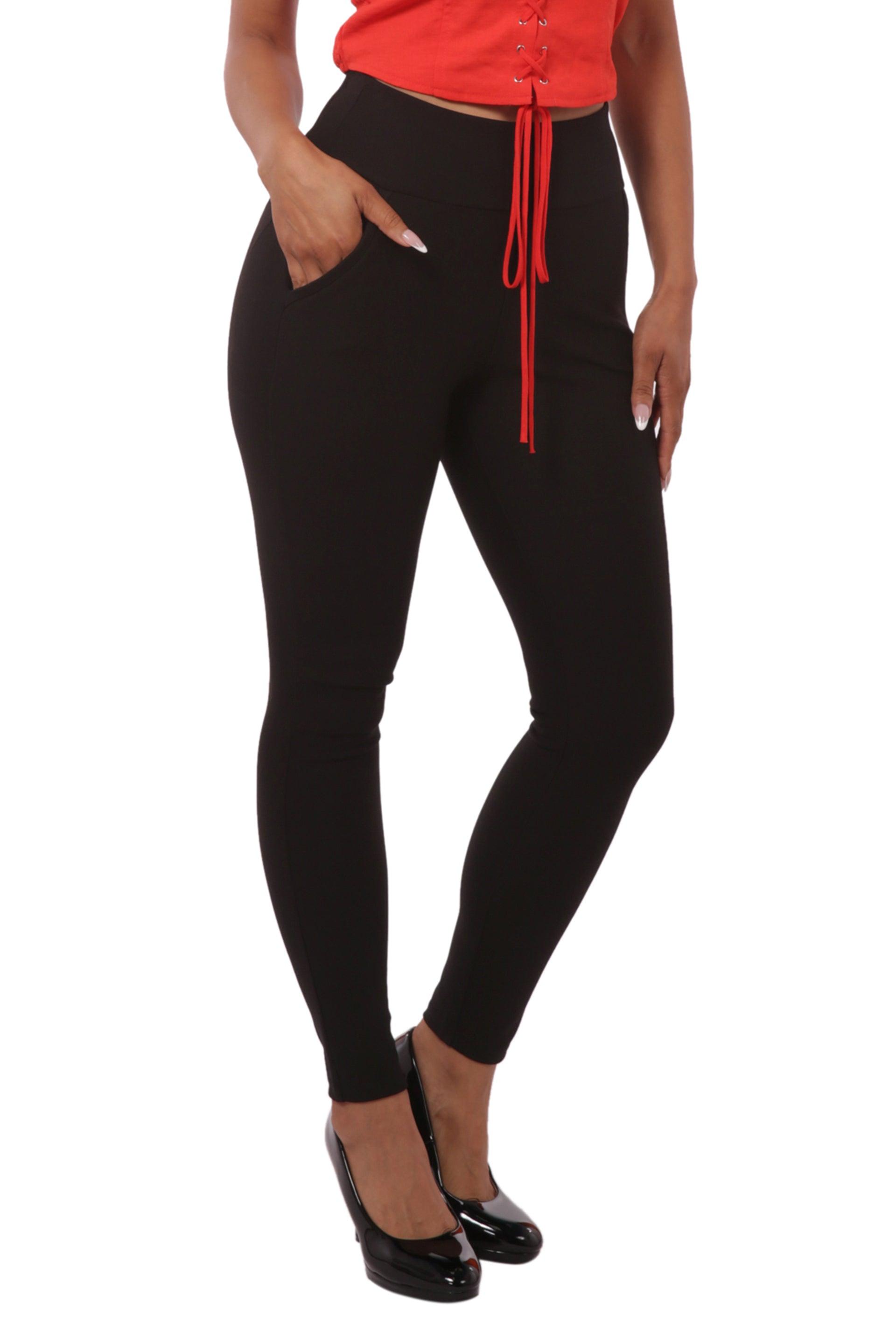 Black High Waisted Treggings with Zipper Pockets