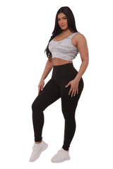 High Waist Tummy Control Sports Leggings - Black - SHOSHO Fashion