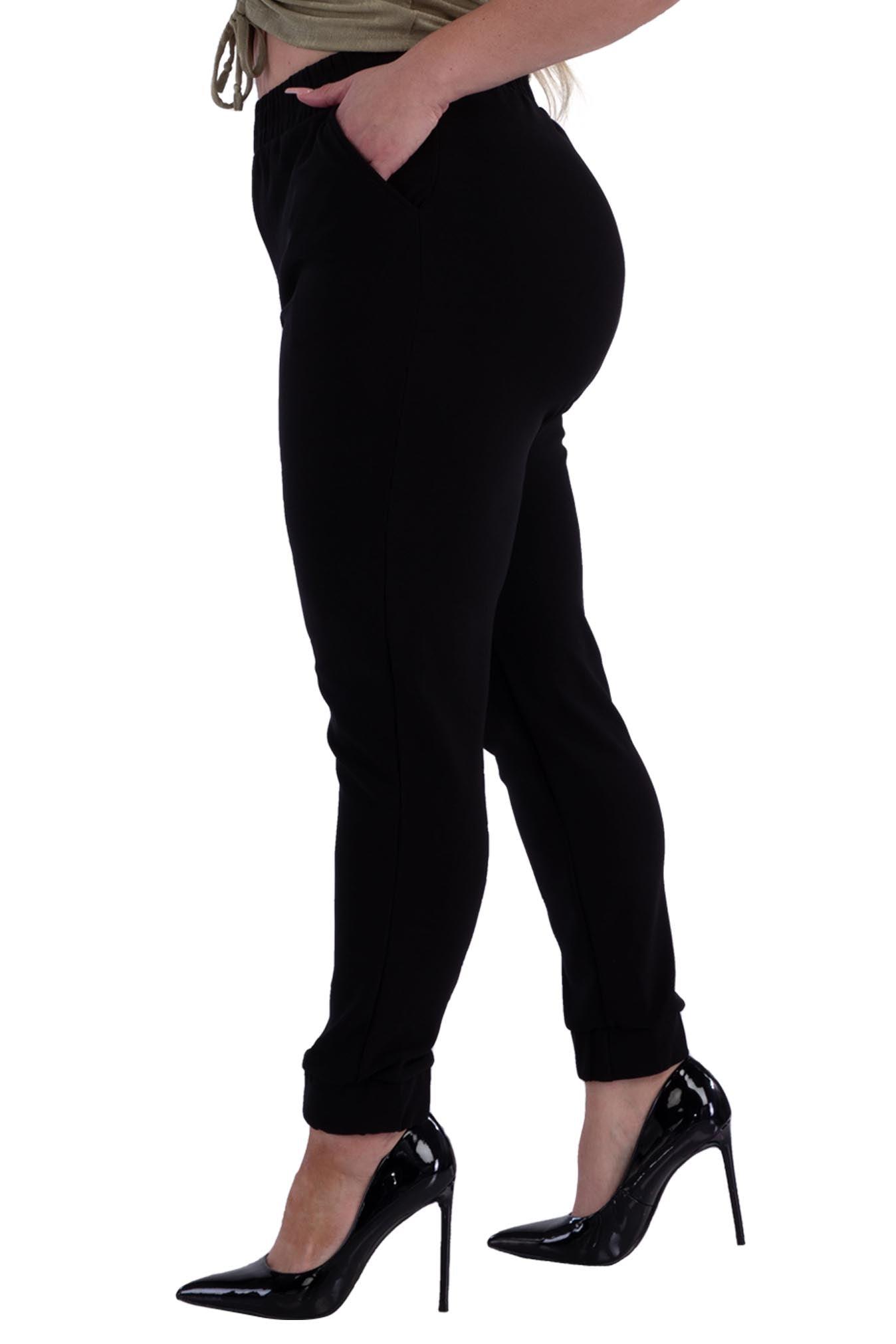 Plus Size Shirred Waist & Cuff Joggers With Pockets - Black - SHOSHO Fashion