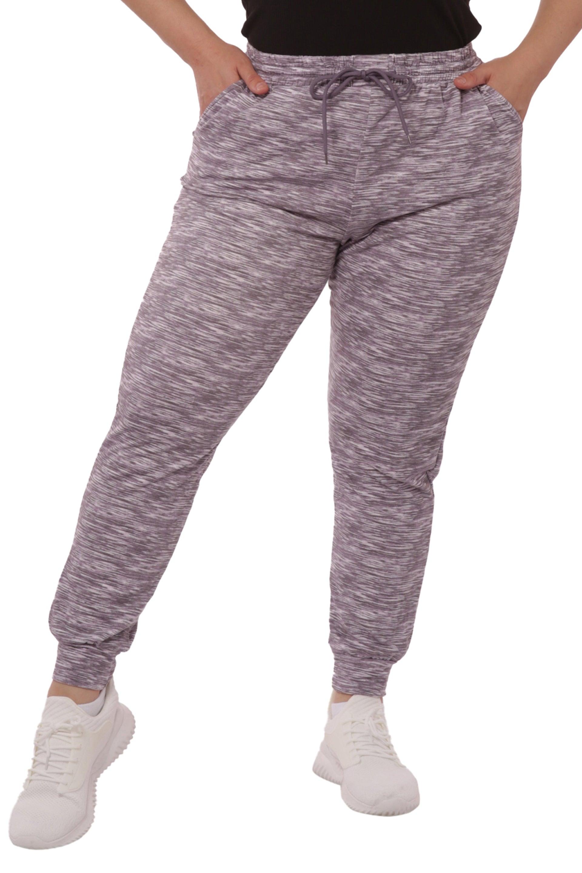 Plus Size Soft Brushed Fleece Lined Sweatpants - Lavender Space Dye - SHOSHO Fashion