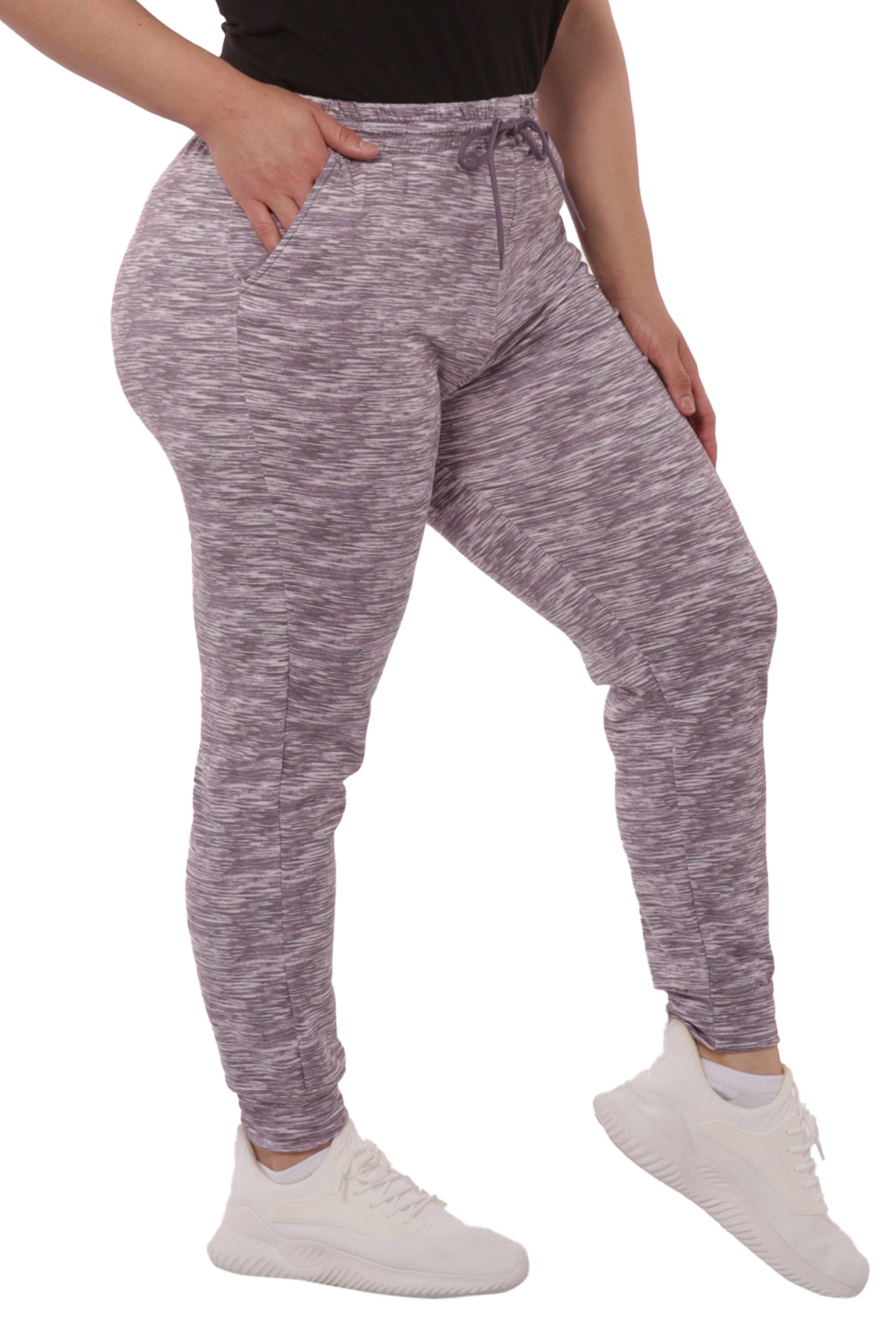 Plus Size Soft Brushed Fleece Lined Sweatpants - Lavender Space Dye - SHOSHO Fashion