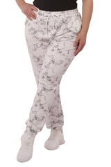 Plus Size Soft Brushed Joggers With Shoe Lace Tie - Grey & White Marble - SHOSHO Fashion