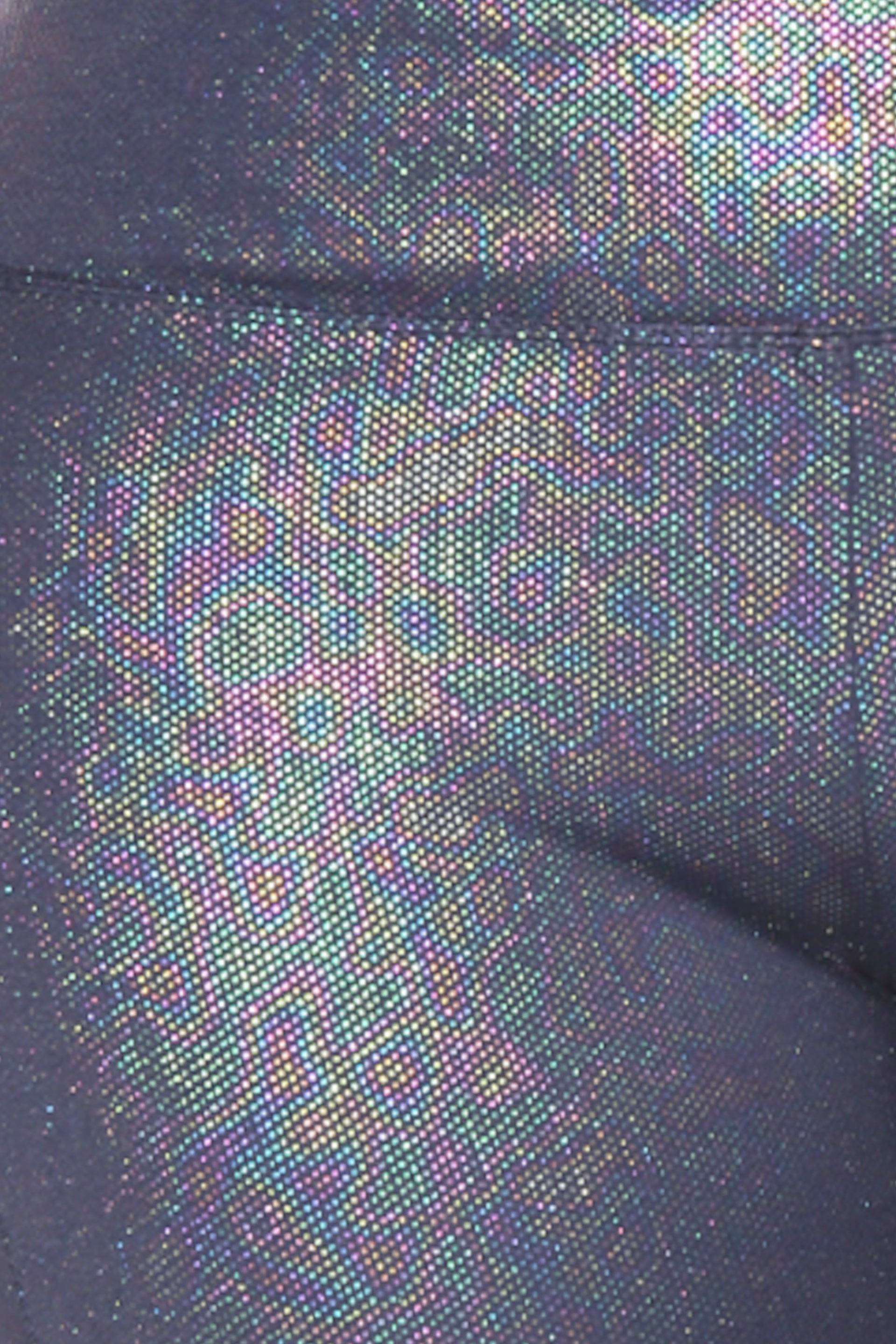 Shiny Heat Seal Print High Waist Tummy Control Sports Leggings With Pockets - Blue - SHOSHO Fashion