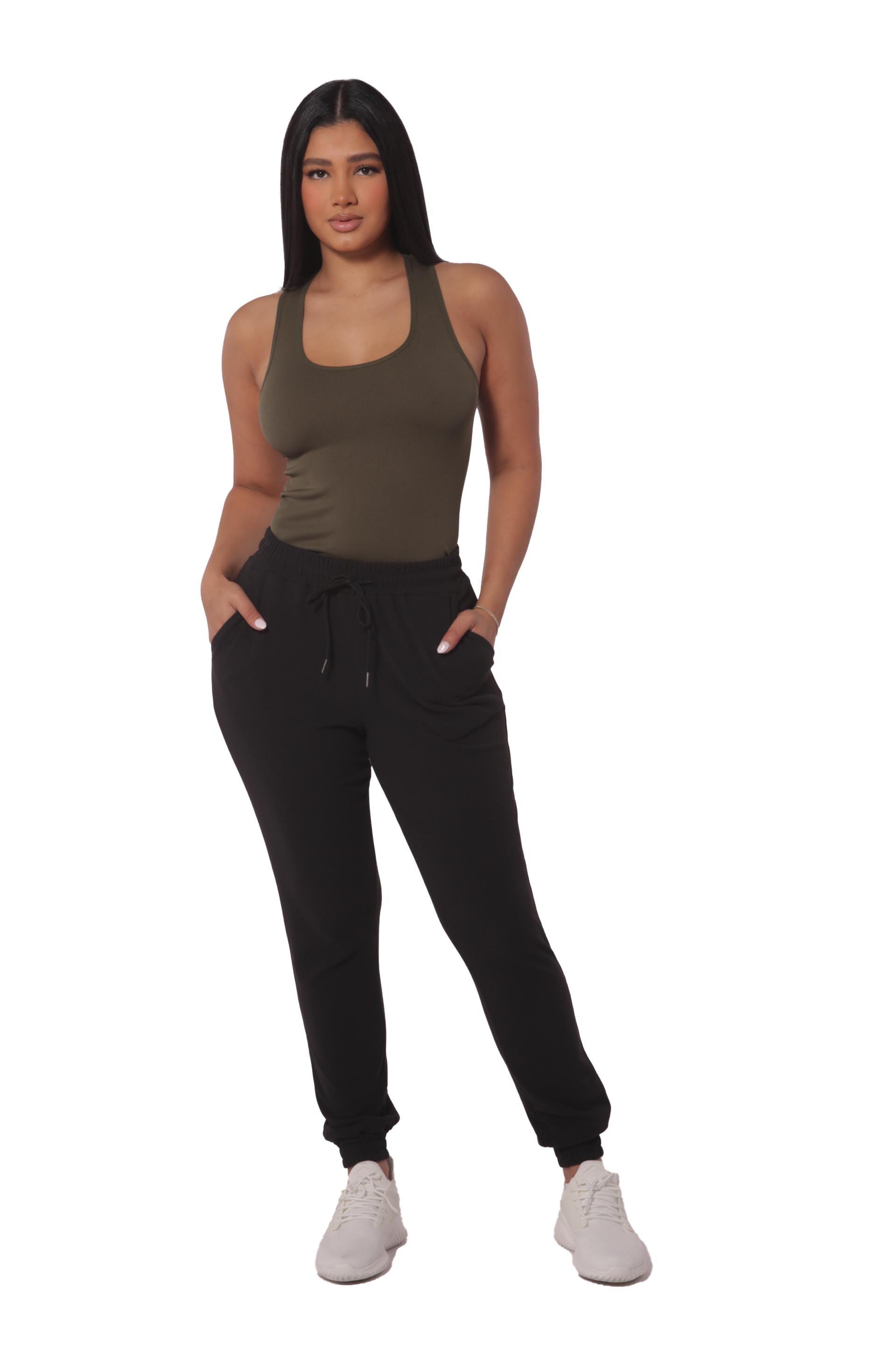 Soft Brushed Fleece Lined Jogger Sweatpants With Front Tie - Heather Black - SHOSHO Fashion