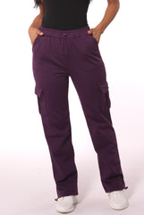 Straight Leg Cargo Pants With Bungee Cord Ties - Purple - SHOSHO Fashion